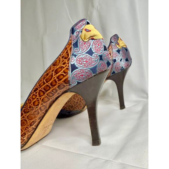 Cole Haan Collection ANGELIA Croc Print Leather Bow Pumps N4991 Size 9B - Picture 8 of 10